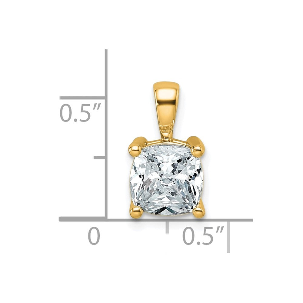 14k Yellow Gold 2 Ct. Lab Grown Diamond VS/SI+ G+ Cushion Complete Four Prong Pendant