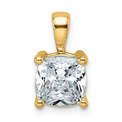 14K Yellow Gold 2 Carat Certified Lab Grown Diamond Vs+ F+ Cushion Complete Four Prong Pendant