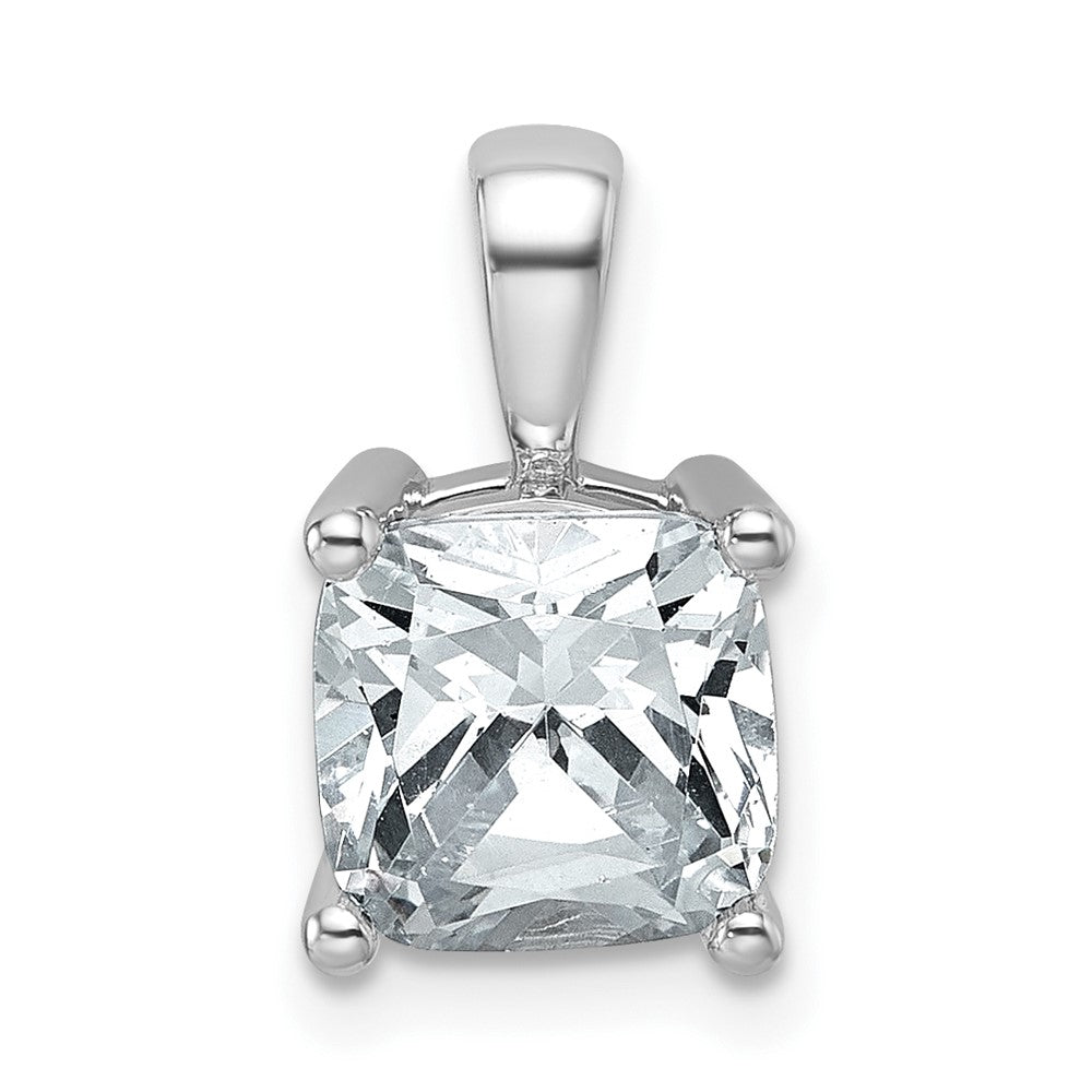 14k White Gold 2 1/2 Ct. Certified Lab Grown Diamond VS/SI+ G+ Cushion Four Prong Pendant