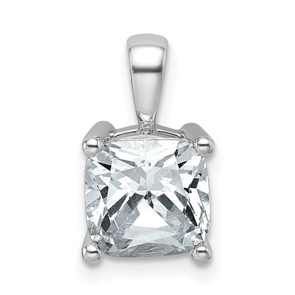 14k White Gold 2 1/2 Ct. Certified Lab Grown Diamond VS/SI+ G+ Cushion Four Prong Pendant