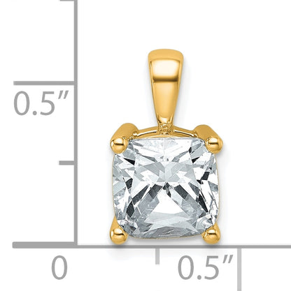 14K Yellow Gold 2 1/2 Carat Certified Lab Grown Diamond Vs+ F+ Cushion Complete Four Prong Pendant