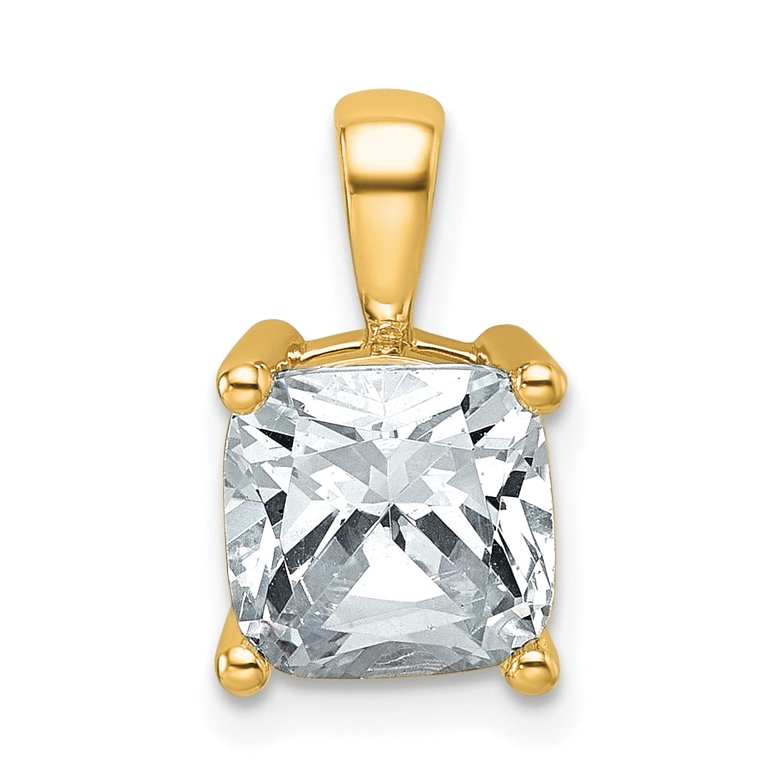 14K Yellow Gold 2 1/2 Carat Certified Lab Grown Diamond Vs+ F+ Cushion Complete Four Prong Pendant