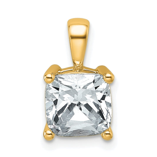 14K Yellow Gold 2 1/2 Carat Certified Lab Grown Diamond Vs+ F+ Cushion Complete Four Prong Pendant