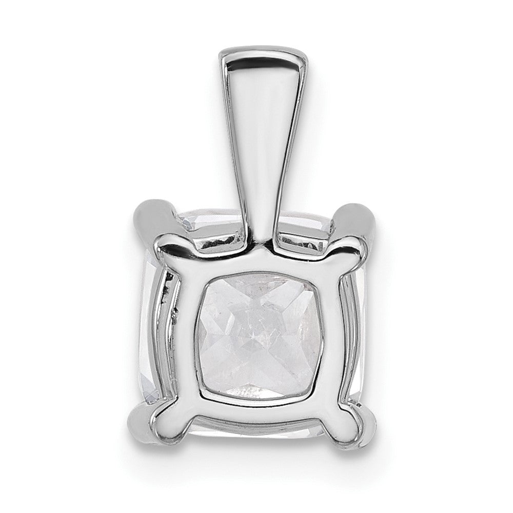 14k White Gold 3 Ct. Lab Grown Diamond VS/SI+ G+ Cushion Four Prong Pendant