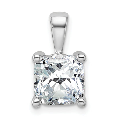 14K White Gold 3 Carat Lab Grown Diamond Vs+ F+ Cushion Complete Four Prong Pendant