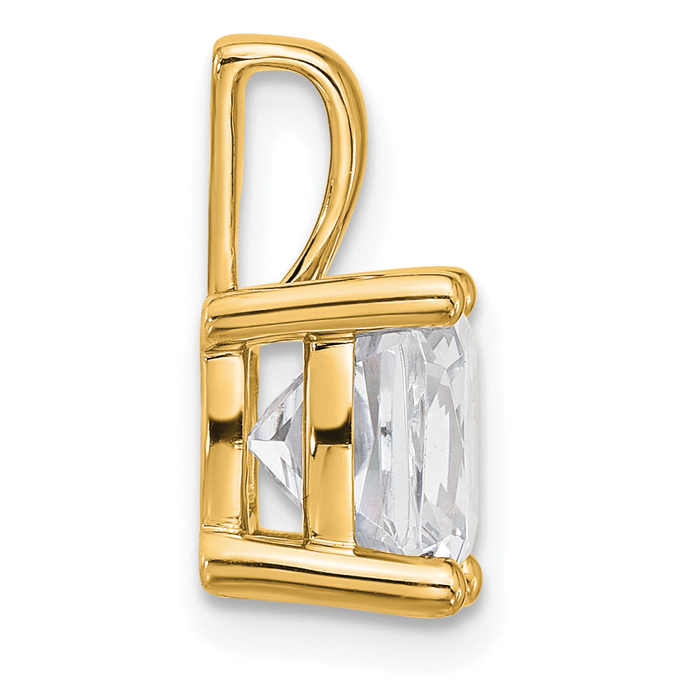 14K Yellow Gold 3 Carat Certified Lab Grown Diamond Vs+ F+ Cushion Complete Four Prong Pendant