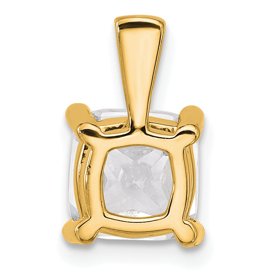 14k Yellow Gold 3 Ct. Lab Grown Diamond VS/SI+ G+ Cushion Four Prong Pendant