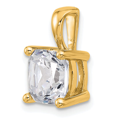 14K Yellow Gold 3 Carat Certified Lab Grown Diamond Vs+ F+ Cushion Complete Four Prong Pendant