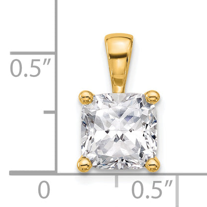 14K Yellow Gold 3 Carat Lab Grown Diamond Vs+ F+ Cushion Complete Four Prong Pendant