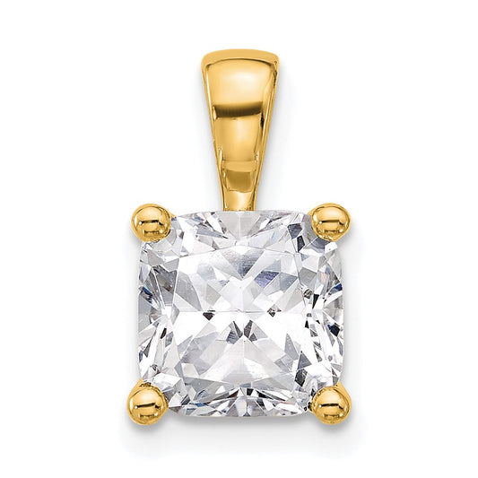 14k Yellow Gold 3 Ct. Certified Lab Grown Diamond VS/SI+ G+ Cushion Four Prong Pendant