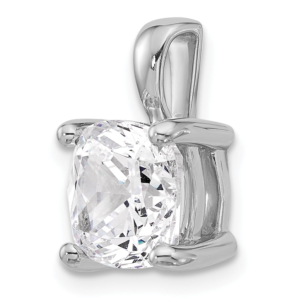 14K White Gold 4 Carat Lab Grown Diamond Vs+ F+ Cushion Complete Four Prong Pendant
