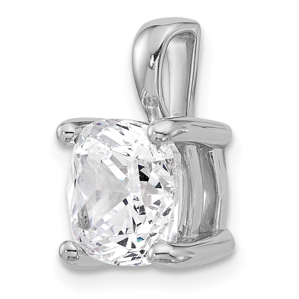 14k White Gold 4 Ct. Lab Grown Diamond VS/SI+ G+ Cushion Four Prong Pendant