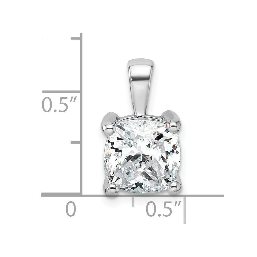 14K White Gold 4 Carat Certified Lab Grown Diamond Vs+ F+ Cushion Complete Four Prong Pendant
