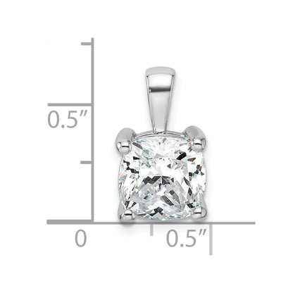 14k White Gold 4 Ct. Certified Lab Grown Diamond VS/SI+ G+ Cushion Four Prong Pendant