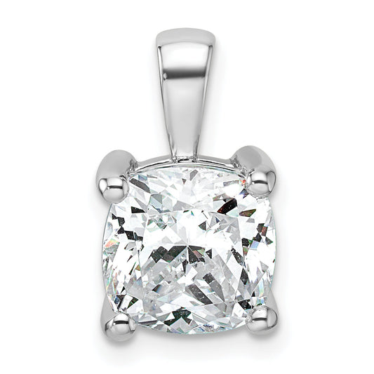 14K White Gold 4 Carat Lab Grown Diamond Vs+ F+ Cushion Complete Four Prong Pendant