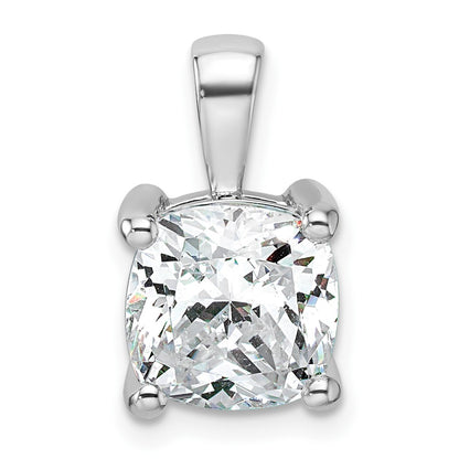 14K White Gold 4 Carat Certified Lab Grown Diamond Vs+ F+ Cushion Complete Four Prong Pendant
