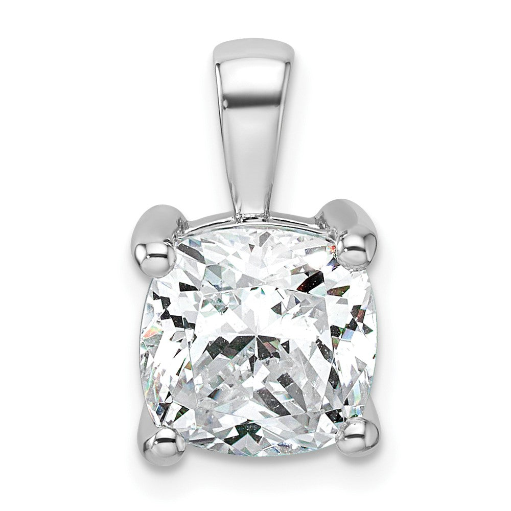 14k White Gold 4 Ct. Certified Lab Grown Diamond VS/SI+ G+ Cushion Four Prong Pendant