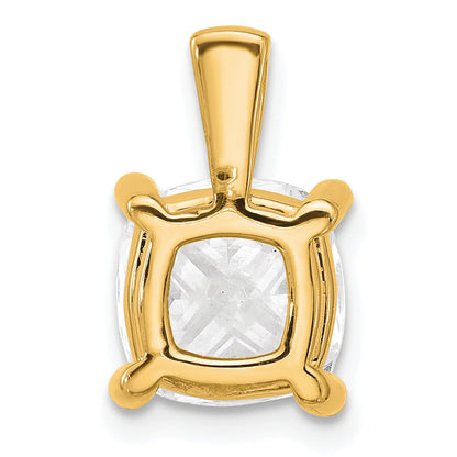 14K Yellow Gold 4 Carat Certified Lab Grown Diamond Vs+ F+ Cushion Complete Four Prong Pendant