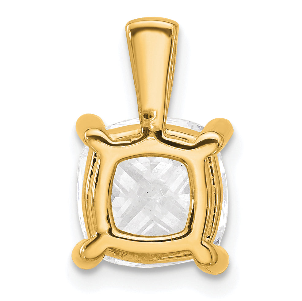 14K Yellow Gold 4 Carat Lab Grown Diamond Vs+ F+ Cushion Complete Four Prong Pendant