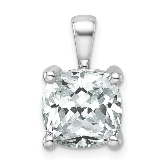 14K White Gold 5 Carat Certified Lab Grown Diamond Vs+ F+ Cushion Complete Four Prong Pendant