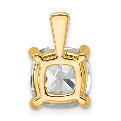 14K Yellow Gold 5 Carat Certified Lab Grown Diamond Vs+ F+ Cushion Complete Four Prong Pendant