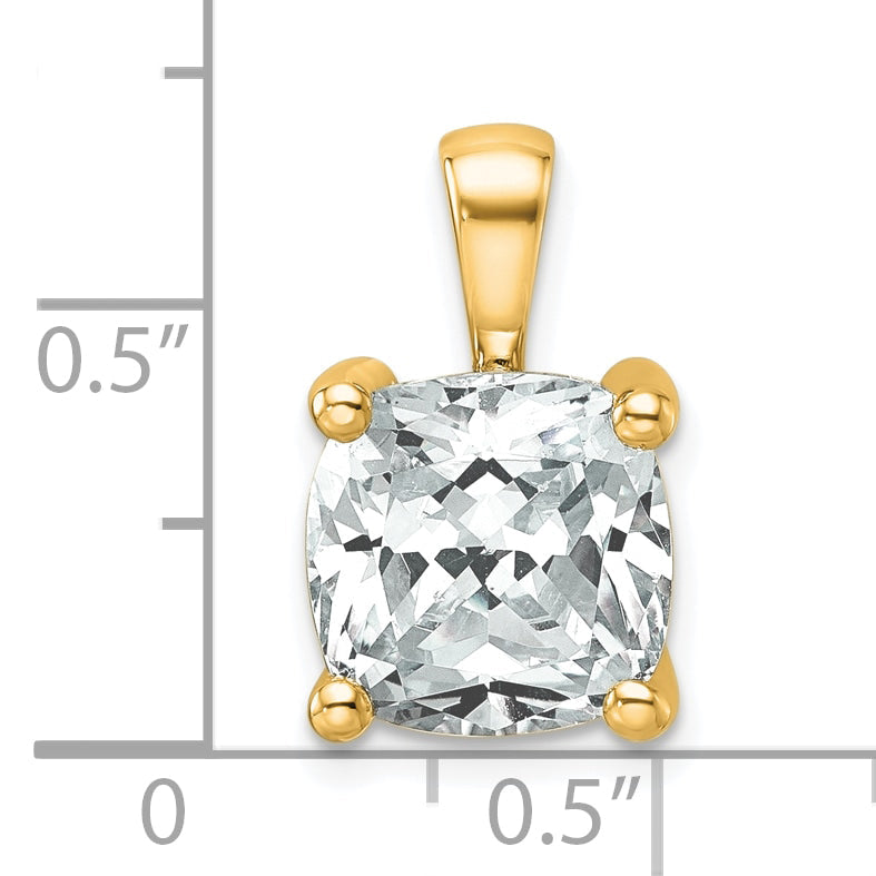 14K Yellow Gold 5 Carat Lab Grown Diamond Vs+ F+ Cushion Complete Four Prong Pendant