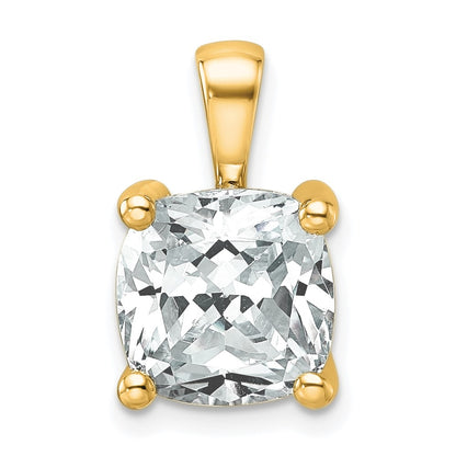 14k Yellow Gold 5 Ct. Certified Lab Grown Diamond VS/SI+ G+ Cushion Four Prong Pendant