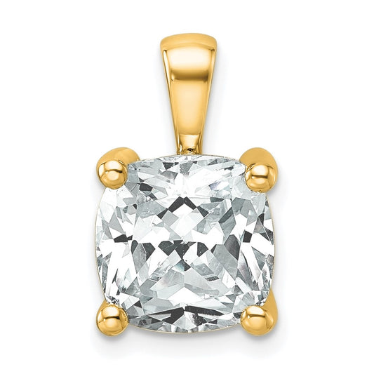 14k Yellow Gold 5 Ct. Certified Lab Grown Diamond VS/SI+ G+ Cushion Four Prong Pendant