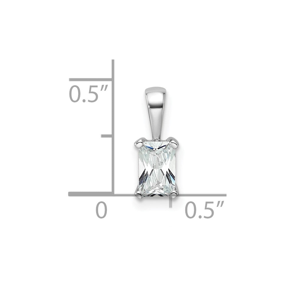 14K White Gold 1/2 Carat Certified Lab Grown Diamond Vs+ F+ Radiant Complete Four Prong Pendant