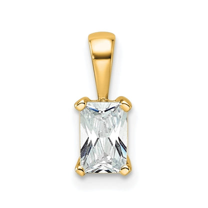 14k Yellow Gold 1/2 Ct. Lab Grown Diamond VS/SI+ G+ Radiant Complete Four Prong Pendant