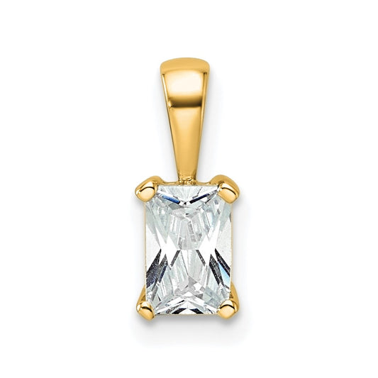 14k Yellow Gold 1/2 Ct. Lab Grown Diamond VS/SI+ G+ Radiant Complete Four Prong Pendant