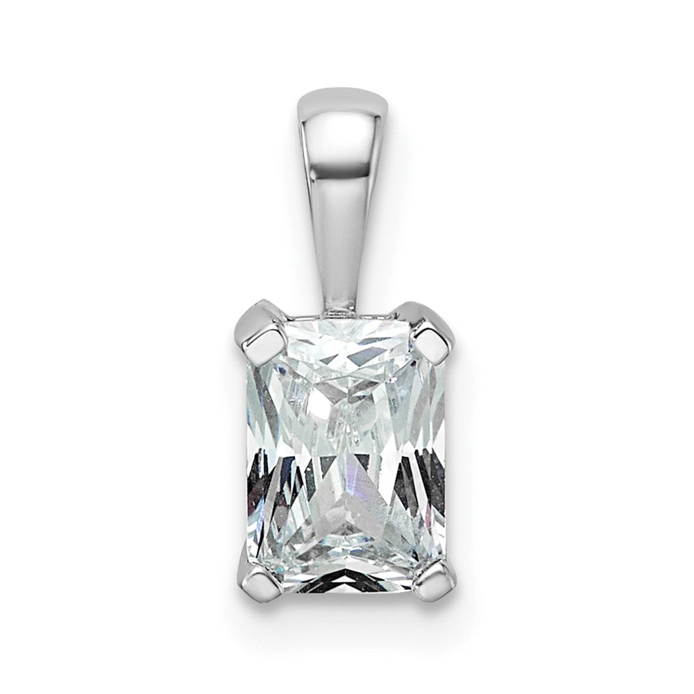 14k White Gold 3/4 Ct. Lab Grown Diamond VS/SI+ G+ Radiant Complete Four Prong Pendant