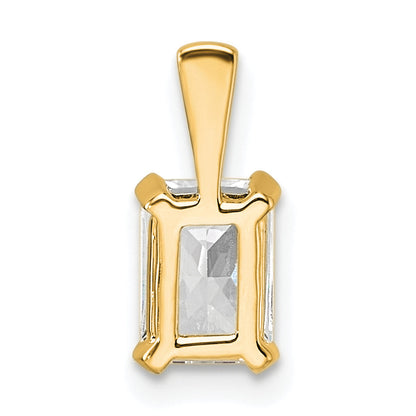 14K Yellow Gold 3/4 Carat Certified Lab Grown Diamond Vs+ F+ Radiant Complete Four Prong Pendant
