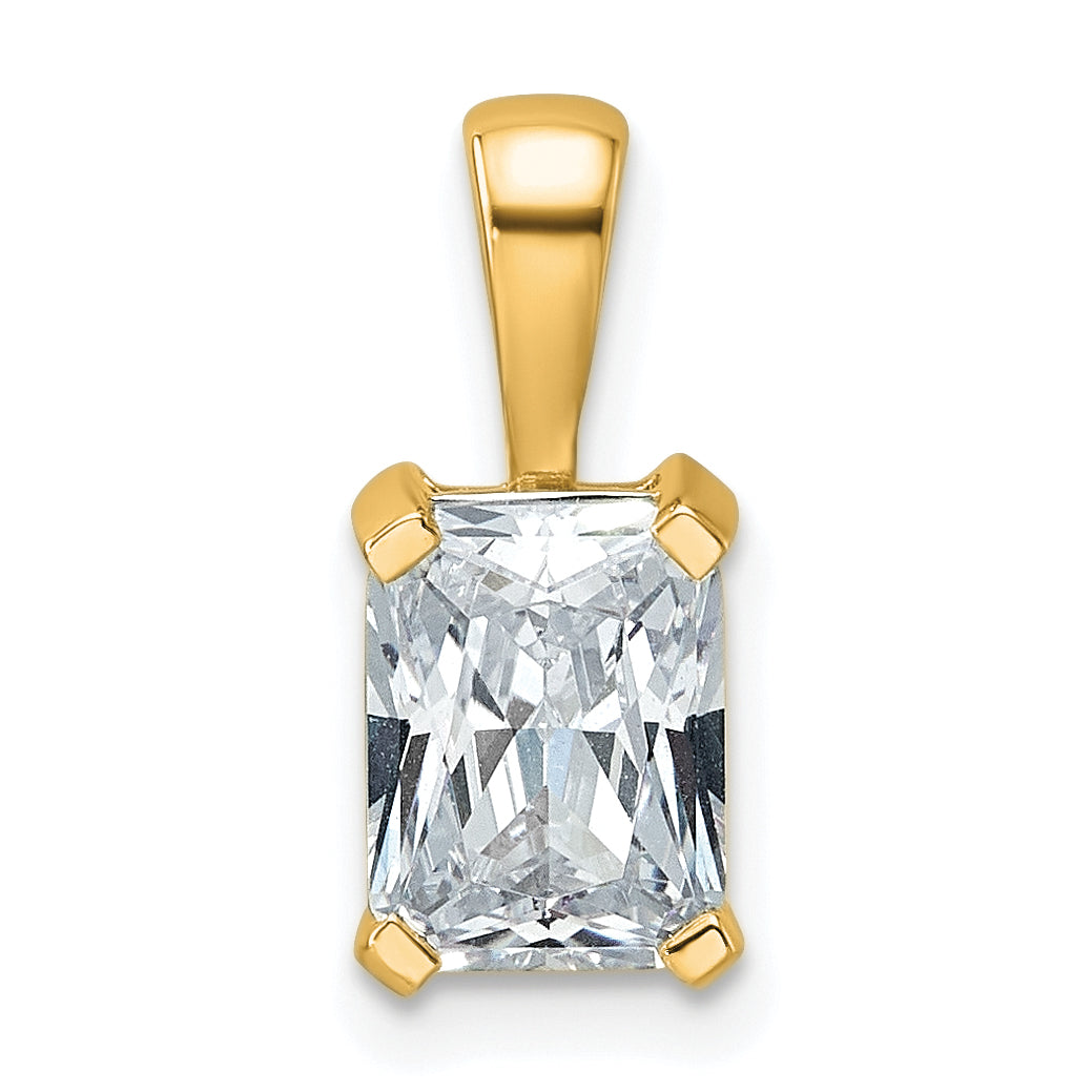 14k Yellow Gold 1 1/2 Ct. Certified Lab Grown Diamond VS/SI+ G+ Radiant Four Prong Pendant