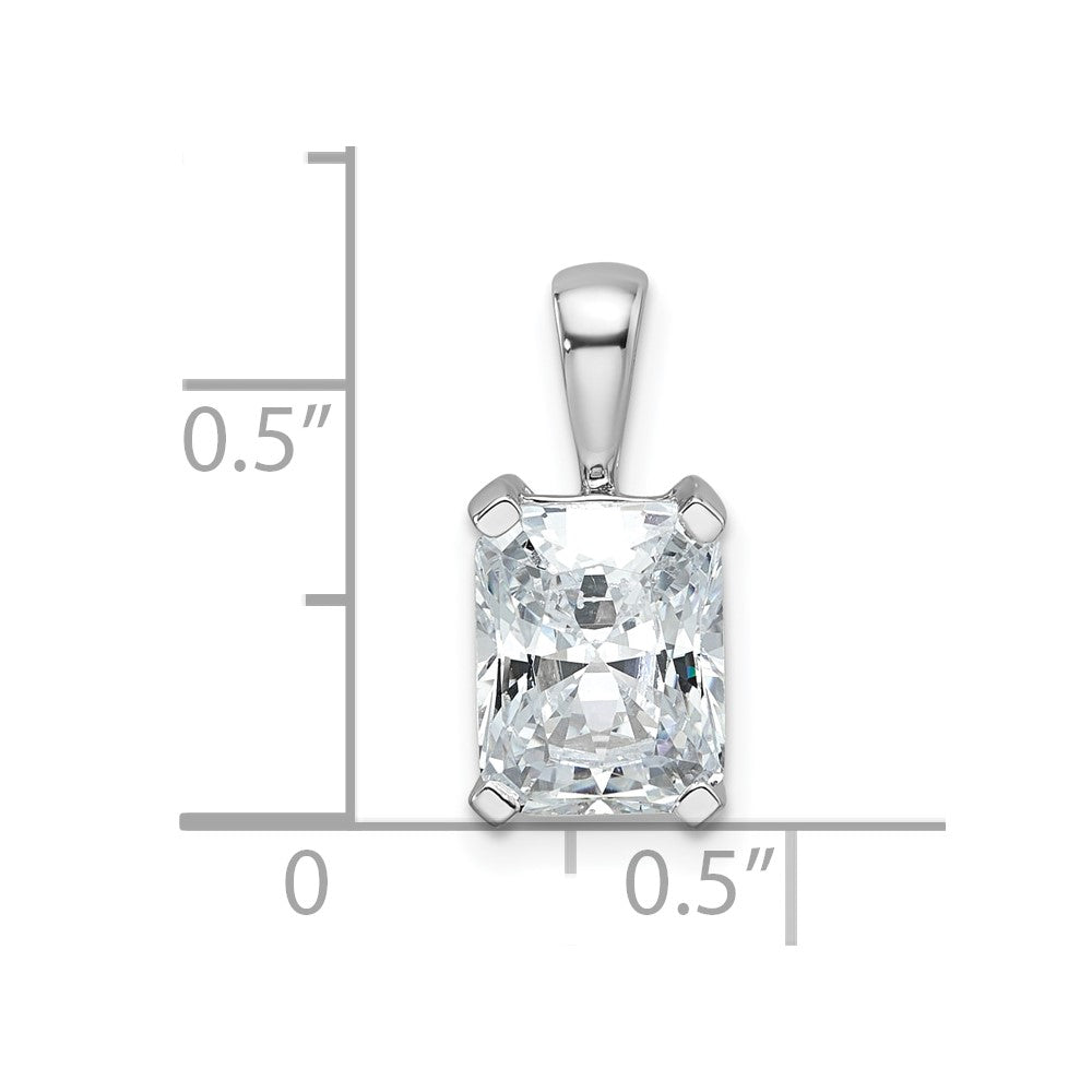 14k White Gold 2 Ct. Lab Grown Diamond VS/SI+ G+ Radiant Four Prong Pendant