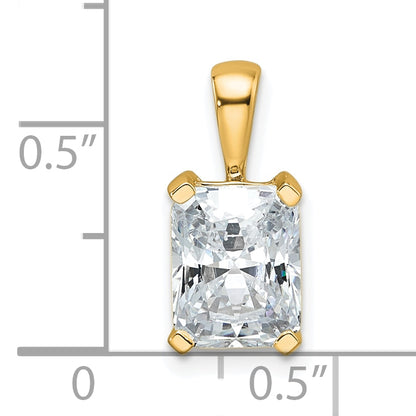 14k Yellow Gold 2 Ct. Certified Lab Grown Diamond VS/SI+ G+ Radiant Four Prong Pendant