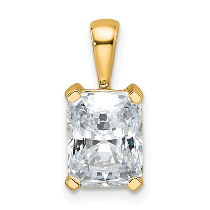 14k Yellow Gold 2 Ct. Certified Lab Grown Diamond VS/SI+ G+ Radiant Four Prong Pendant