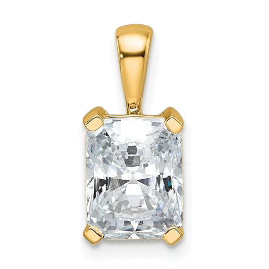 14k Yellow Gold 2 Ct. Certified Lab Grown Diamond VS/SI+ G+ Radiant Four Prong Pendant
