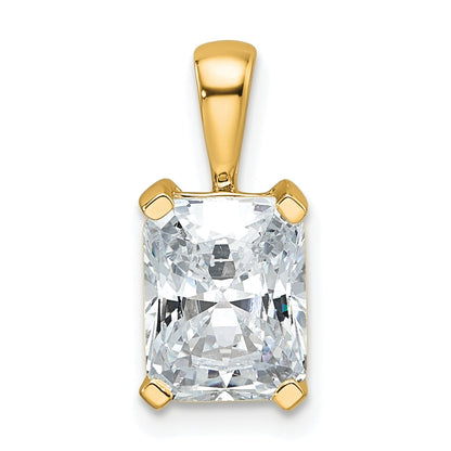 14K Yellow Gold 2 Carat Certified Lab Grown Diamond Vs+ F+ Radiant Complete Four Prong Pendant
