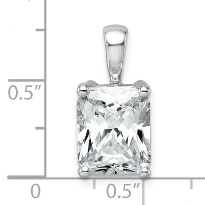 14k White Gold 4 Ct. Lab Grown Diamond VS/SI+ G+ Radiant Four Prong Pendant