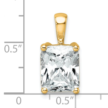 14k Yellow Gold 4 Ct. Lab Grown Diamond VS/SI+ G+ Radiant Four Prong Pendant