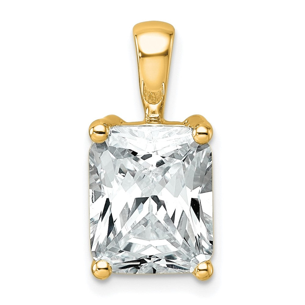 14k Yellow Gold 4 Ct. Lab Grown Diamond VS/SI+ G+ Radiant Four Prong Pendant