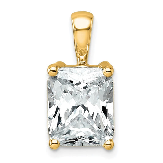 14k Yellow Gold 4 Ct. Lab Grown Diamond VS/SI+ G+ Radiant Four Prong Pendant