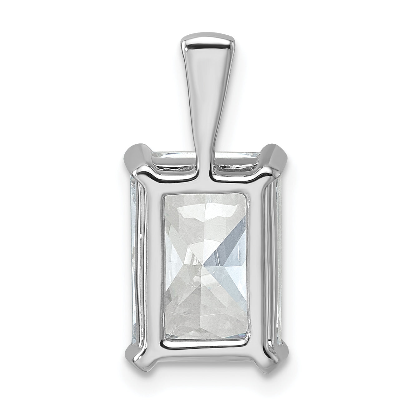 14k White Gold 5 Ct. Lab Grown Diamond VS/SI+ G+ Radiant Four Prong Pendant