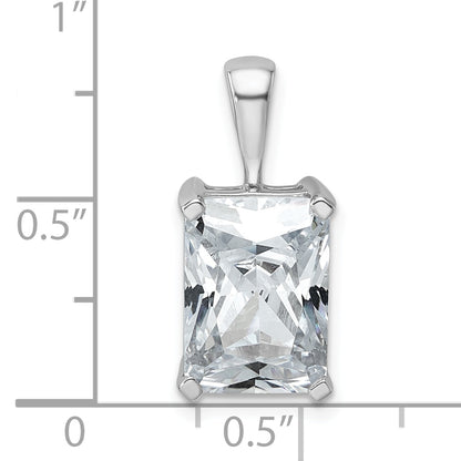 14k White Gold 5 Ct. Lab Grown Diamond VS/SI+ G+ Radiant Four Prong Pendant