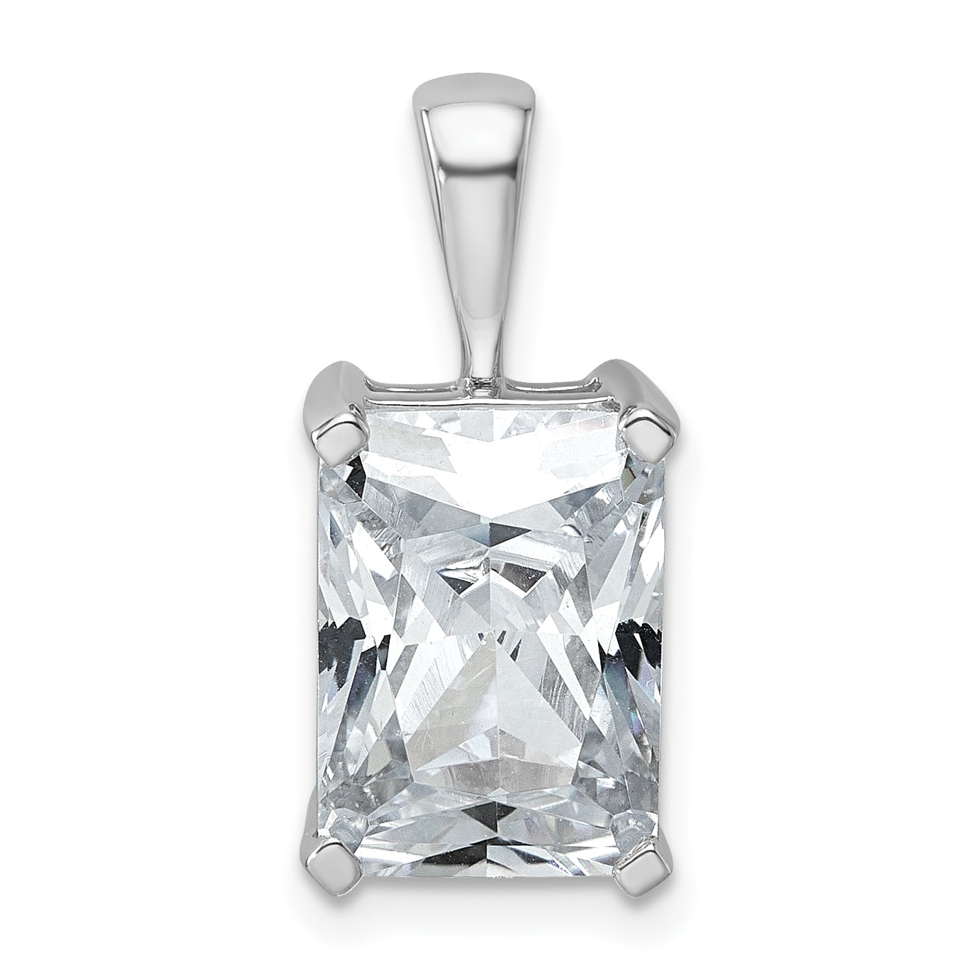 14k White Gold 5 Ct. Lab Grown Diamond VS/SI+ G+ Radiant Four Prong Pendant
