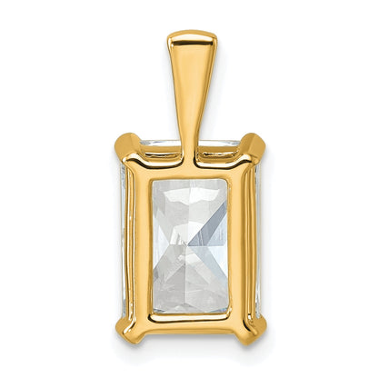 14K Yellow Gold 5 Carat Lab Grown Diamond Vs+ F+ Radiant Complete Four Prong Pendant