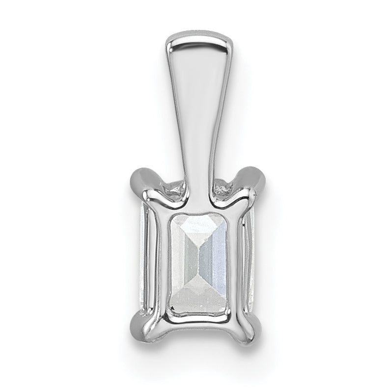 14K White Gold 1/2 Carat Certified Lab Grown Diamond Vs+ F+ Emerald Complete Four Prong Pendant