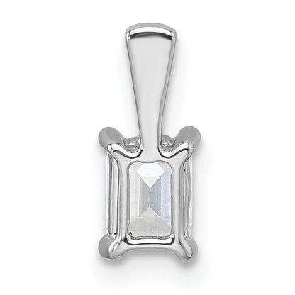14K White Gold 1/2 Carat Certified Lab Grown Diamond Vs+ F+ Emerald Complete Four Prong Pendant