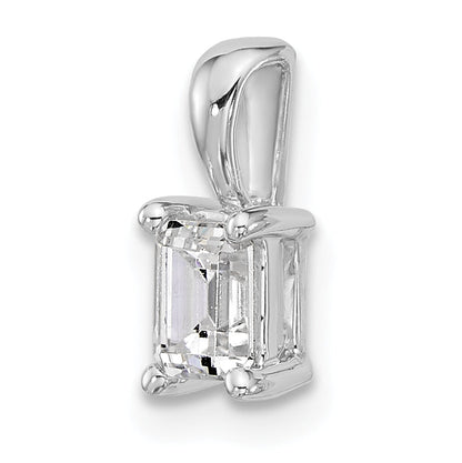 14K White Gold 1/2 Carat Lab Grown Diamond Vs+ F+ Emerald Complete Four Prong Pendant